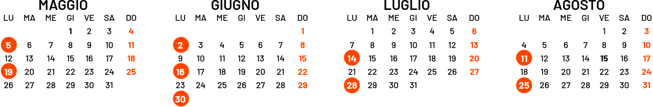 Quattordicine affissione nazionale maggio agosto 2025